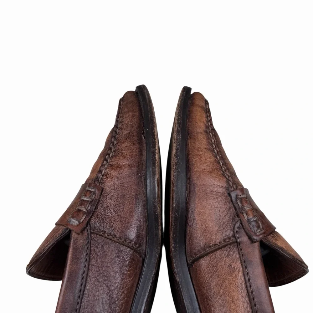 Franco Cuadra Shoes Mens Size 27.5 Brown Leather Loafers Slip‎ On Shoes